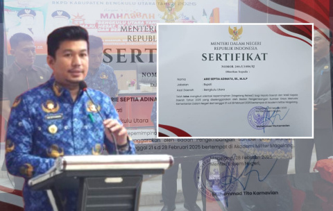 Tingkat Kehadiran 90 Persen, Bupati Bengkulu Utara Terima Sertifikat Lulus Retreat di Magelang